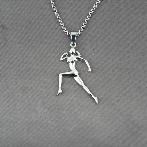Hip Hop Men Titanium Steel Fitness Gym Pendant Necklace Bodybuilding Muscle Man Female Runner Sporty Jewelry Gift