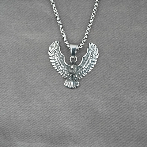 Vintage Titanstahl Adler Anhänger Halskette Für Herren Damen Punk Edelstahl Adlerflügel Halskette Box Chain Schmuck