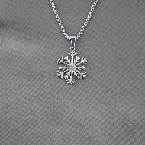 Minimalistische Titanstahl Schneeflocke Anhänger Halskette Mit Edelstahl Boxkette Silber Winter Schmuck Für Damen Herren