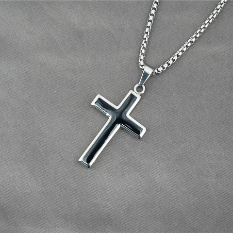 Titanium Staal Zwart Kruis Hanger Ketting Retro Hip Hop Street Sieraden Voor Mannen Vrouwen Eenvoudige Christelijke Kruis