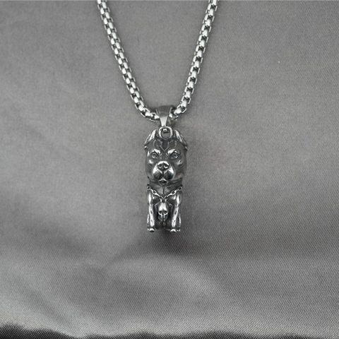 Collana con Pendente a Forma di Bulldog Pitbull in Acciaio al Titanio Hip Hop Vintage Gioielli Streetwear Punk Animale per Uomo Donna