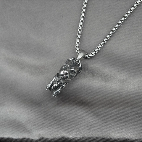 Collana con Pendente a Forma di Bulldog Pitbull in Acciaio al Titanio Hip Hop Vintage Gioielli Streetwear Punk Animale per Uomo Donna