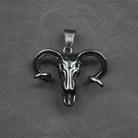 Gothic Ram Head Skull Pendant Necklace For Men Women Retro Titanium Steel Punk Rock Jewelry Bull Head Bone Pendant