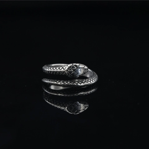 Retro Gothic Snake Ring For Men Women Titanium Steel 3D Animal Scales Distressed Punk Style Statement Ring Jewelry Gift
