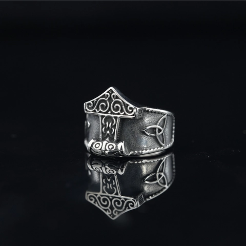 Vintage Noorse Viking Totem Roestvrijstalen Ring Voor Heren Retro Thor Hamer Mjölnir Keltische Knoop Punk Rock Sieraden