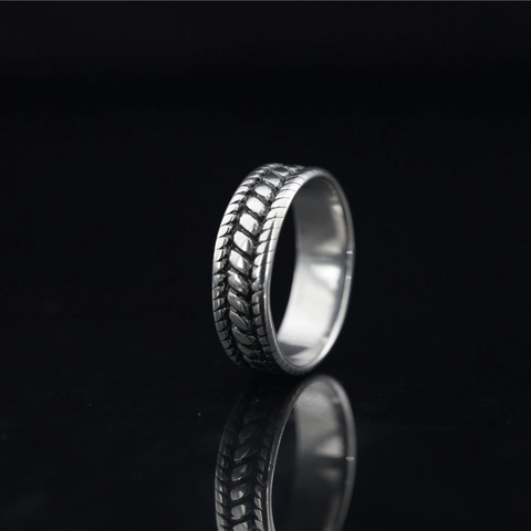 Vintage Edelstahl Reifenprofil Ring Für Herren Punk Industrial Stil Mechanische Getriebe Design Ring Silber Fingerschmuck