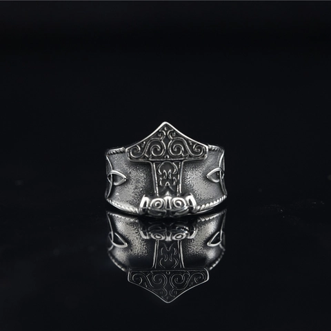 Vintage Noorse Viking Totem Roestvrijstalen Ring Voor Heren Retro Thor Hamer Mjölnir Keltische Knoop Punk Rock Sieraden