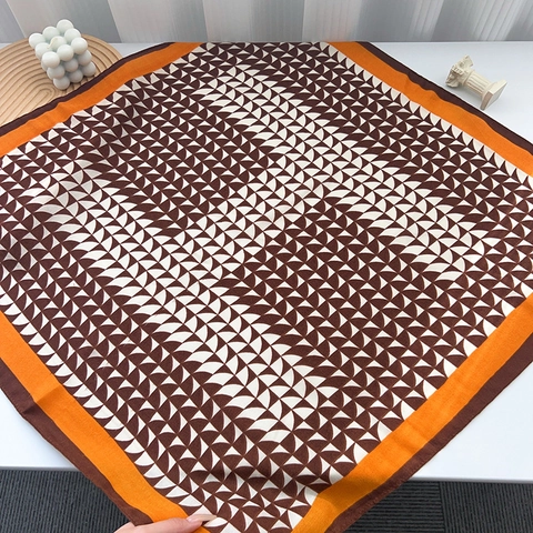 Vintage H Letter Geometrische Print Vierkante Sjaal Voor Dames Polyester Zijdezacht Gevoel Neckerchief Mode Hoofddoek Handtas Accessoire