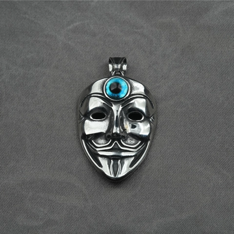 Punk Joker Mask Evil Eye Pendant Necklace For Men Stainless Steel V for Vendetta Anonymous Mask Gothic Hip Hop Jewelry