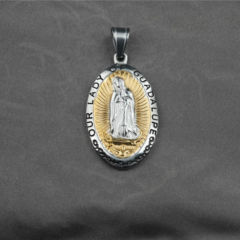 Collier Pendentif Notre Dame De Guadalupe Acier Inoxydable Bicolore Bijoux Religieux Marie Pour Hommes Femmes Collier Vintage