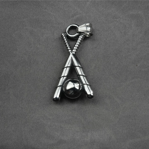 Titanium Steel Baseball Bat Pendant Necklace Cross Sports Theme Jewelry For Men Women Polished Silver Stainless Steel Jewelry Necklace Gift