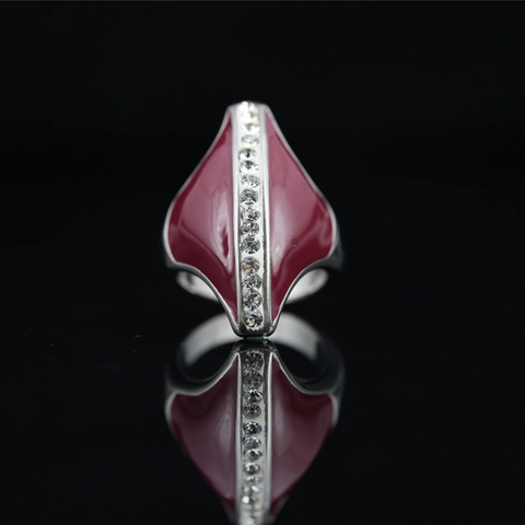Vintage Stainless Steel Irregular Red Enamel Ring For Men Women Ethnic Rhinestone Cross Geometric Statement Finger Ring Jewelry