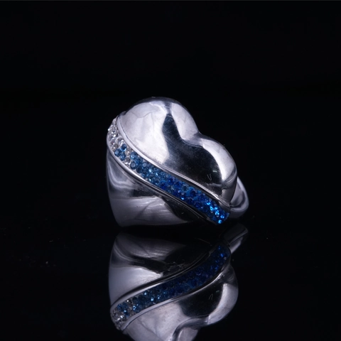 Vintage Edelstahl Herz Ring Zirkonia Eingelegt Polierter Titanstahl Silber Ring Für Herren Damen Mode Schmuck Zubehör