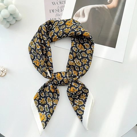 Vintage Paisley Bedruckt Satin Gefühl Quadratisches Tuch Polyester Halstuch Blumenmuster Kleines Bandana Für Damen Mode Accessoires