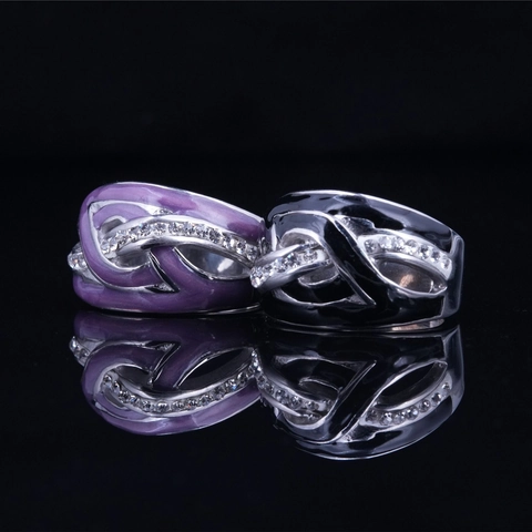 Vintage Ring Aus Titanstahl Für Damen Herren Emaille Verflochtener Wickelring Mit Zirkonia Inlay Schmuckzubehör