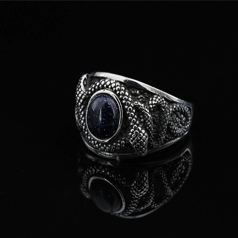 Anello in Acciaio Inossidabile Vintage da Uomo Motivo a Squame di Drago Gotico Strass Rosso Blu Gioielli Punk Biker