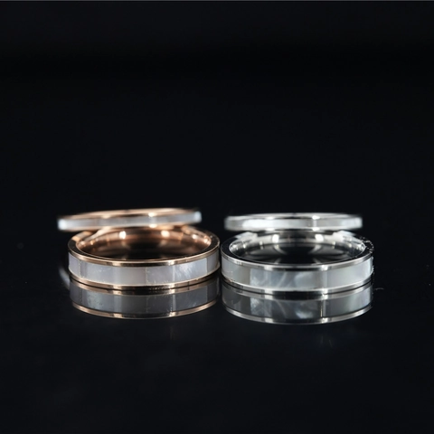 Minimalistischer Edelstahl Ring Mit Künstliche Perle Muschel Einlage Für Herren Und Damen Unisex Pärchen Mode Schmuck Fingerring