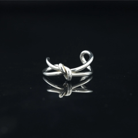 Minimalistisch Titaniumstaal Knoop Open Ring Voor Dames Vintage Koreaanse Stijl Hoogglans Gepolijst Verstelbaar Knoopontwerp Vingerring Sieraden
