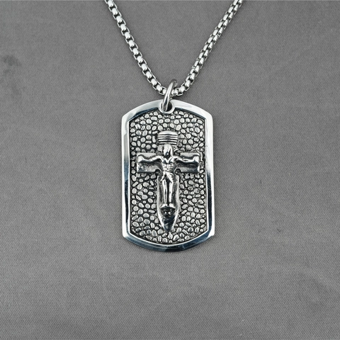 Retro Hip Hop Titanium Steel Dog Tag Pendant Necklace Vintage Cross Wings Star Of David Box Chain Unisex Punk Jewelry