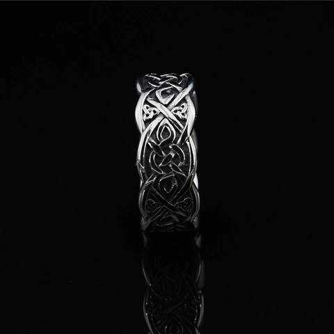 Vintage Viking Keltische Knoop Titanium Stalen Ring Voor Heren Dames Retro Gevlochten Patroon Band Ring Mode Sieraden