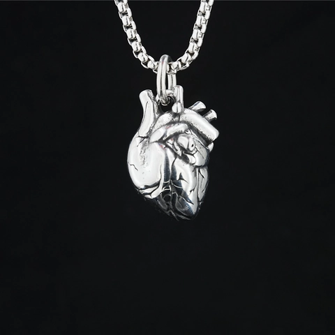 Collana Con Ciondolo Cuore Anatomico in Acciaio Inossidabile Retro Punk Gotico Gioielli Cuore Realistico 3D Per Uomo Donna