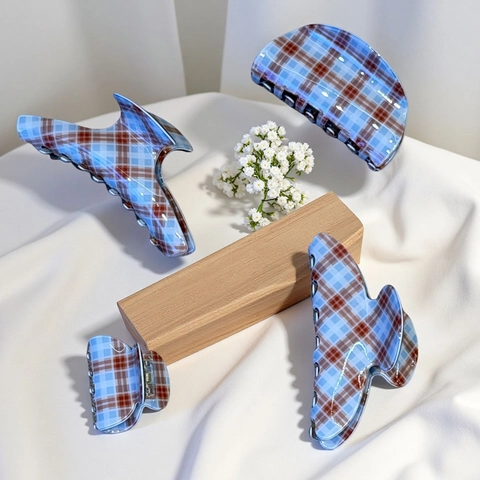 Pinza per Capelli Vintage a Quadri in PVC Accessori per Capelli Casual per Donna Ragazza Styling dei Capelli Minimalista