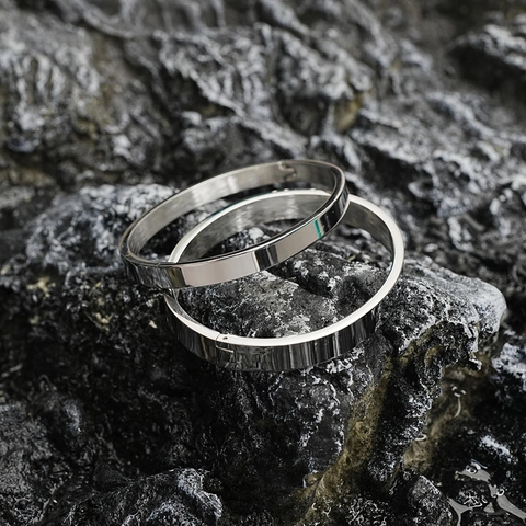 Minimalist Oval Titanium Stainless Steel Bangle For Women Men Mirror Polished Brushed Plain Circle Bracelet Jewelry Gift