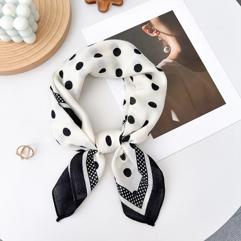 Elegant Satin Polka Dot Square Scarf For Women Fashion Versatile Printed Silk Like Neck Scarf Shawl For Shirt Decoration