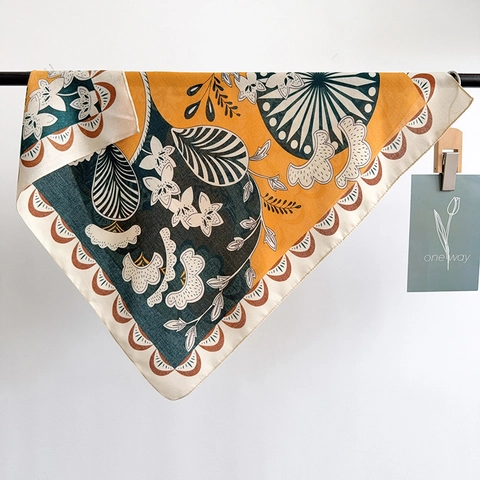 Dames Vierkante Sjaal Satijnachtig Polyester Bedrukt Bloemen Geometrisch Halstudo Elegant Retro Hoofdband Voor Dames Kantoor