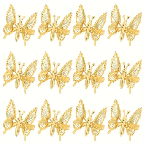 Elegante Hohle Schmetterling Haarspangen Für Damen Gold Silber Legierung Metall Schmetterling Seitenclips Haarschmuck Entenschnabel Clips