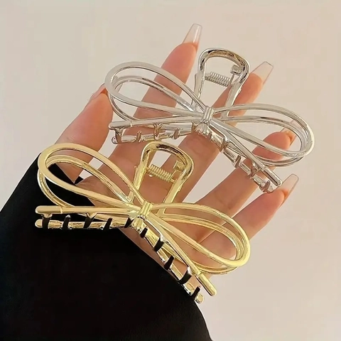 Élégante Pince à Cheveux en Métal avec Nœud Papillon Grande Barrette à Cheveux Minimaliste pour Femmes Filles Accessoires Cheveux