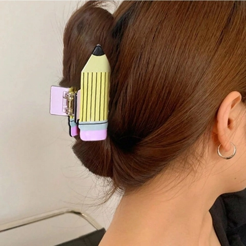 Pinces à Cheveux Créatives en Forme de Crayon pour Femmes Pinces à Cheveux Originales en PVC Accessoires de Cheveux de Mode