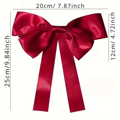 Elegante Pasador De Pelo Con Lazo De Satén Y Cintas Largas Clip De Resorte Para Mujer Fiesta De Navidad Año Nuevo Tocado