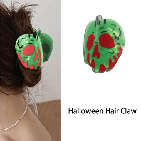 Κλαμερ Δηλητηριώδες Μήλο Halloween Ακρυλικό Σχέδιο Κρανίο Μαργαριταρένια Λάμψη Γοτθικό Στυλ Αξεσουάρ Μαλλιών Πάρτι
