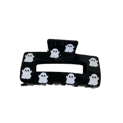 Halloween Ghost Pumpkin Pattern Acrylic Hair Claw Clip Gothic Black Glitter Hair Accessory For Women Festive Party Styling