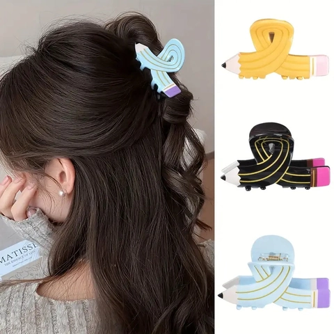 Kreative Bleistift Form Haarklammer Cartoon Schreibwaren Design Haarklemmen Für Frauen Mädchen Süße Preppy Haar Accessoires