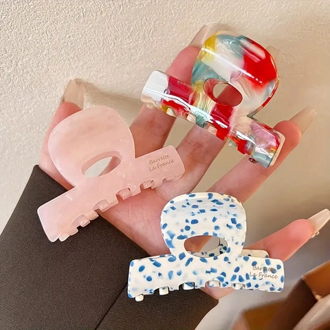 Pinza Per Capelli In Acetato Retrò Francese Antiscivolo Motivo Marmorizzato Terrazzo Colorato Accessori Per Capelli Donna