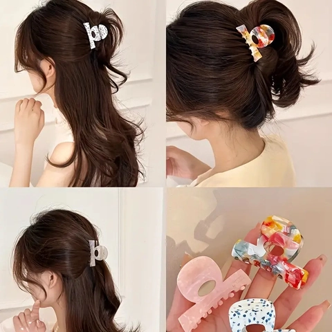 Pinza Per Capelli In Acetato Retrò Francese Antiscivolo Motivo Marmorizzato Terrazzo Colorato Accessori Per Capelli Donna