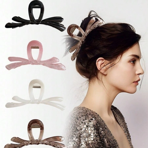 Clip per Capelli a Fiocco Grande Molletta a Squalo in Plastica Resina Elegante Minimalista Accessorio per Capelli Donna Quotidiano Ufficio