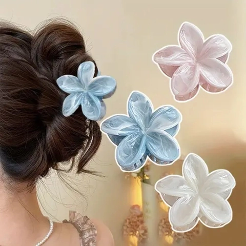 Eleganter Frangipani Blume Haarkralle Für Damen Handgefertigt Celluloseacetat Marmorstruktur Styling Täglicher Schmuck
