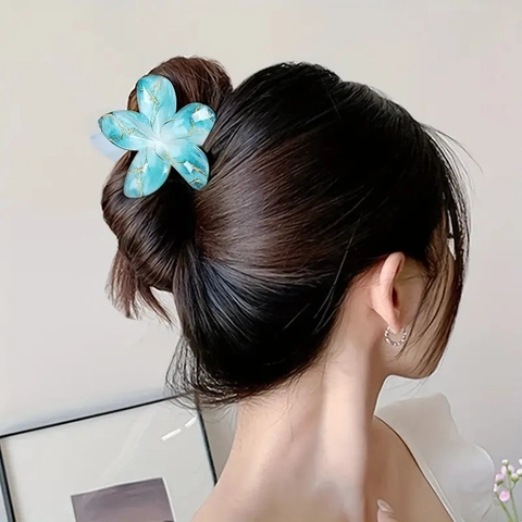 Pinza per Capelli a Forma di Giglio Sfumatura Marmo Dolce Fermaglio Shark Tenuta Grande Accessorio Coda per Donna Gioielli