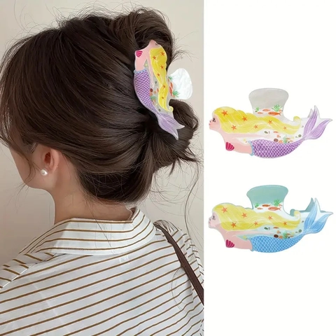 Süße Meerjungfrau Acryl Haarklammer Rutschfeste Shark Jaw Clip Süßes Ozean Thema Haarschmuck Für Damen Mädchen Party Alltag
