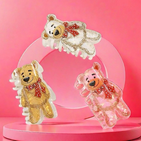Cartoon Bär Haarkralle Clip Süße Polka Dot Schleife Hai Clip Süße PVC Handgemachte Haarklammer Zubehör Für Damen Mädchen Party