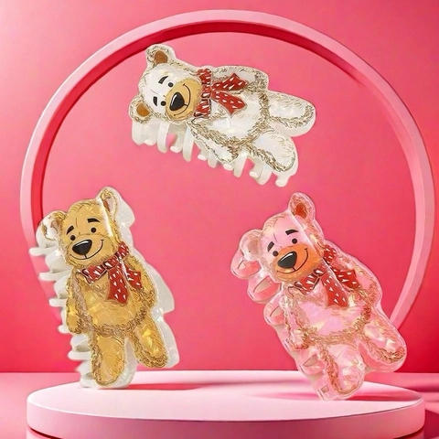 Cartoon Bär Haarkralle Clip Süße Polka Dot Schleife Hai Clip Süße PVC Handgemachte Haarklammer Zubehör Für Damen Mädchen Party