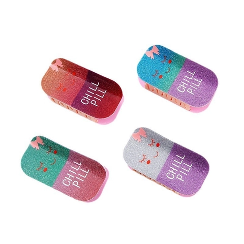Pinza per Capelli Creativa a Forma di Pillola Chill in PVC Glitter Sfumato Rettangolare Molletta Simpatico Sorriso Cartoon Accessori per Capelli da Donna Ragazza