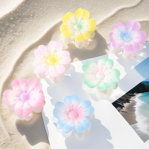 Pinza Per Capelli a Fiore Sfumato Dolce Resina Opaca Clip a Cinque Petali Per Donna Ragazze Vacanza Accessori Per Capelli