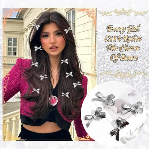 Zoete Y2K Stijl Mini Strik Haarclips Gepolijst Legering Metaal Zijclips Elegante Minimalistische Haarspelden Voor Dames