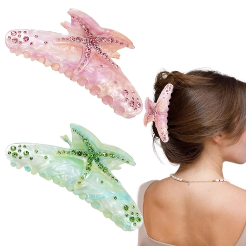 Pinza De Pelo Estrella De Mar Strass Estilo Vacaciones Playa Bohemio Hecho A Mano Acrílico Grande Tocado Para Mujer