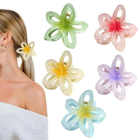 Fermaglio per Capelli a Forma di Frangipani Sfumato Pinza a Scatto per Mare Vacanze Estive Accessori per Capelli Donna