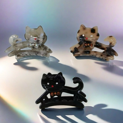 Süße Strass Katze Haarklammer Tier Kitty Hai Clip Cartoon PVC Haarschmuck Für Damen Haarstyling Haarnadel